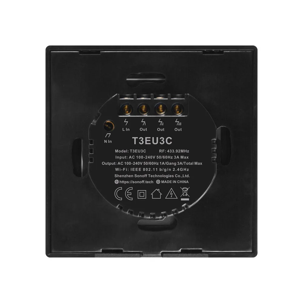 Умный настенный сенсорный выключатель Sonoff T3 EU 2C TX с Wi Fi и границей 433
