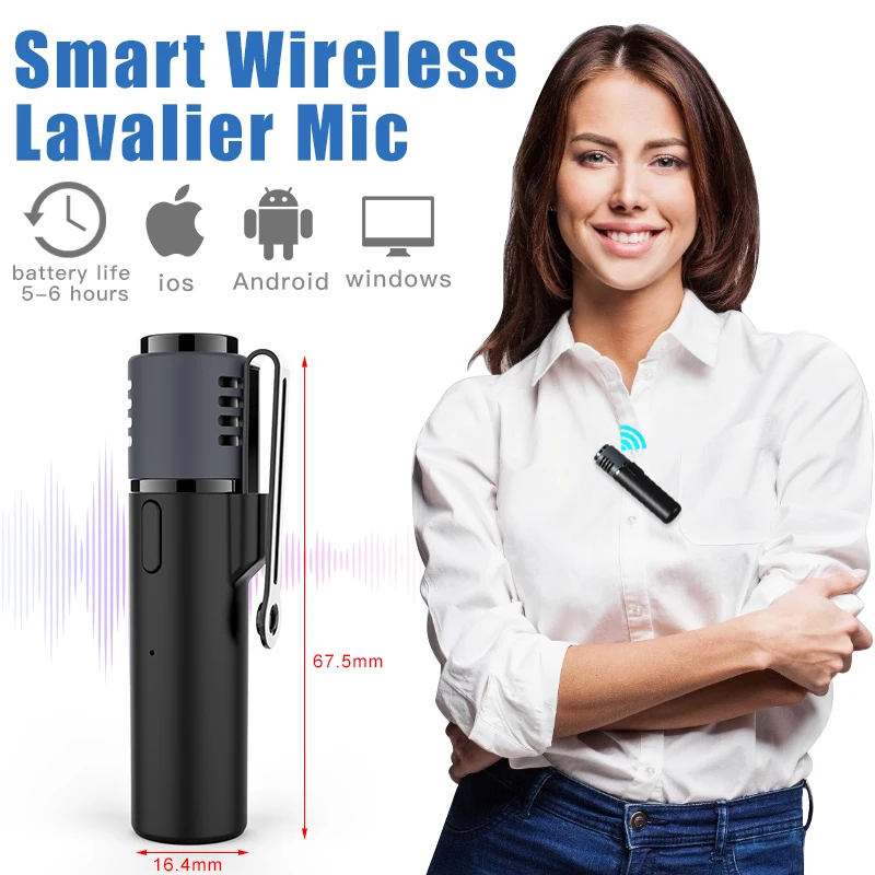 

Smartmic Wireless Stereo Lavalier Microphone Bluetooth Microphone for DSLR Camera Phone Lapel Mic Vlogging Youtube Recording