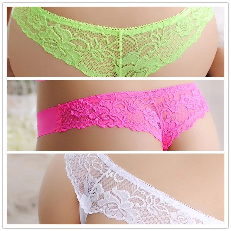 Green-Rose red-White 3 шт./лот, женское сексуальное кружевное нижнее белье, женское нижнее белье, женские стринги, очаровательное нижнее белье с низкой посадкой - Цвет: Green-Rose red-White