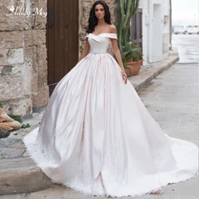 Adoly Mey Wunderschöne Boot-ausschnitt Appliques Matte Satin A-Line Hochzeit Kleid 2022 Luxus Kristall Schärpen Vintage Brautkleid Plus Größe