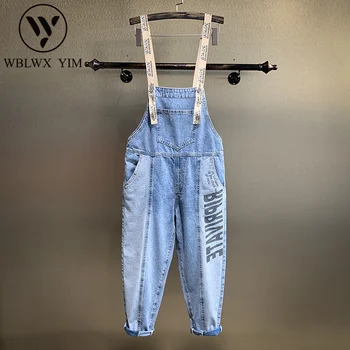 

Romper Womens Jumpsuit Shorts Spring Summer SleeveLess Jeans Rompers Women Fashion Print Pocket Loose Denim Shorts Overalls