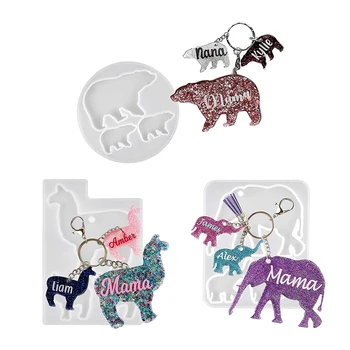 

3Pcs Crystal Epoxy Resin Mold Elephant Alpaca Bear Keychain Casting Silicone Mould Set DIY Crafts Jewelry Pendant Making Tools