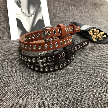 

Women Waist Belt Hollow Rivets PU Leather Strap for Womens Slim Waistband Female Ladies Apparel Accessories 2019 New Strap