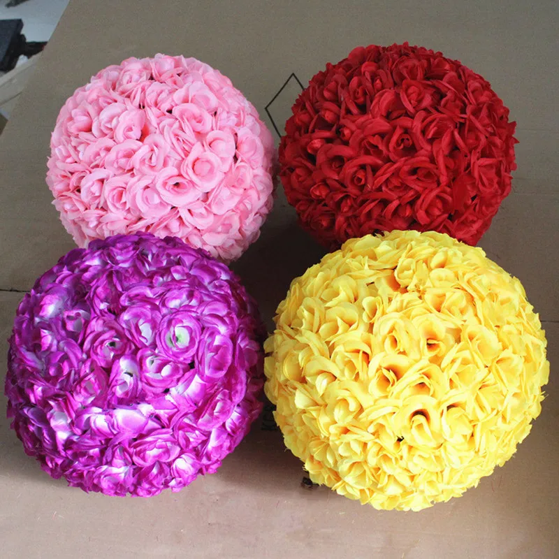 

10"(25cm) Artificial Flowers Ball Silk Rose Wedding Kissing Balls Pomander Party Centerpieces Decoration Free Delivery