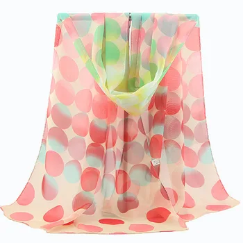 

2020 NEW Colorful wave dot georgette chiffon scarf silk square hijab cool shawl ladies foulard femme Scarves hair bufanda mujer