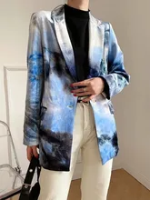 Aliexpress - 2021 Tie-dye Velvet Mid Length Blazer Suit Women Fashion Print Single Button Blazer Coats Casual Loose Commute Formal Clothing