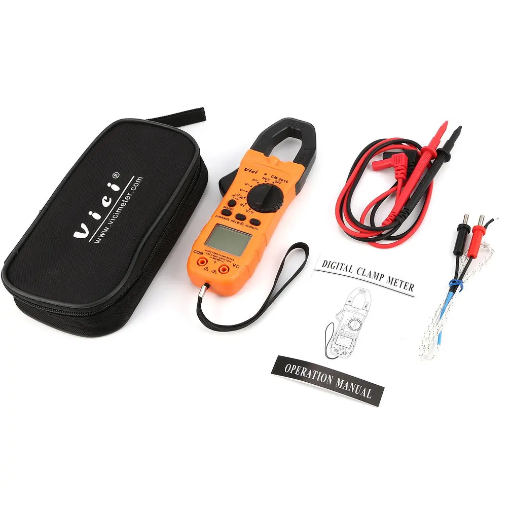 

Vici CM-2016 Handheld Digital Clamp Meter Multimeter AC/DC Volt Current Voltage Ohm NCV Temperature Tester Resistance Ammeter