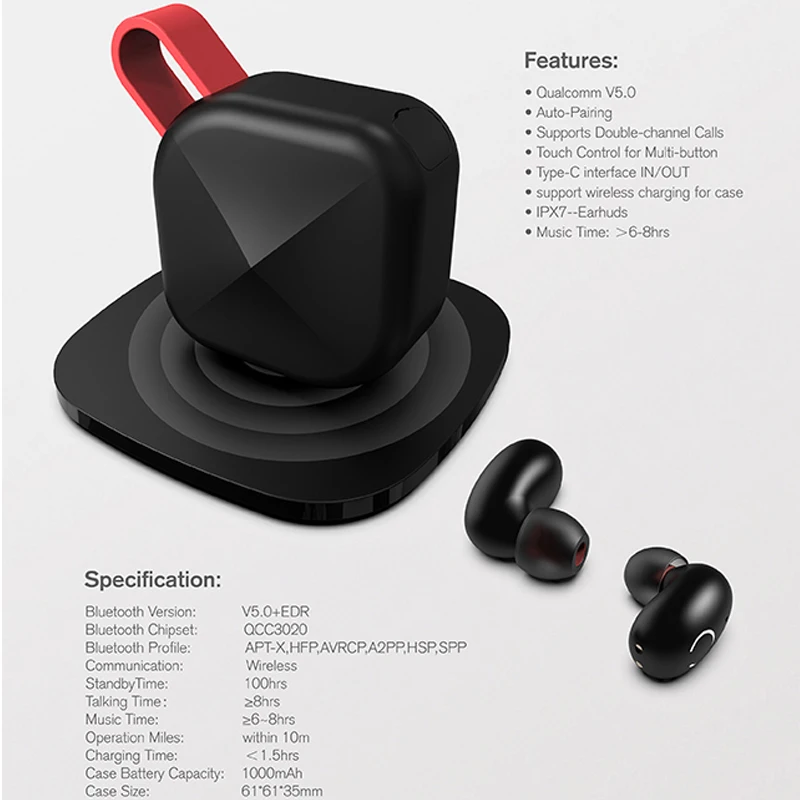 Беспроводные наушники B6 Bluetooth 5,0 TWS наушники IPX7 водонепроницаемая Поддержка Aptx 45h время воспроизведения для IOS/Android