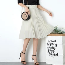 Уличная одежда; Летние плиссированные юбки; женские юбки средней длины с высокой талией в стиле Харадзюку; Корейская черная, белая, зеленая Женская юбка; jupe femme