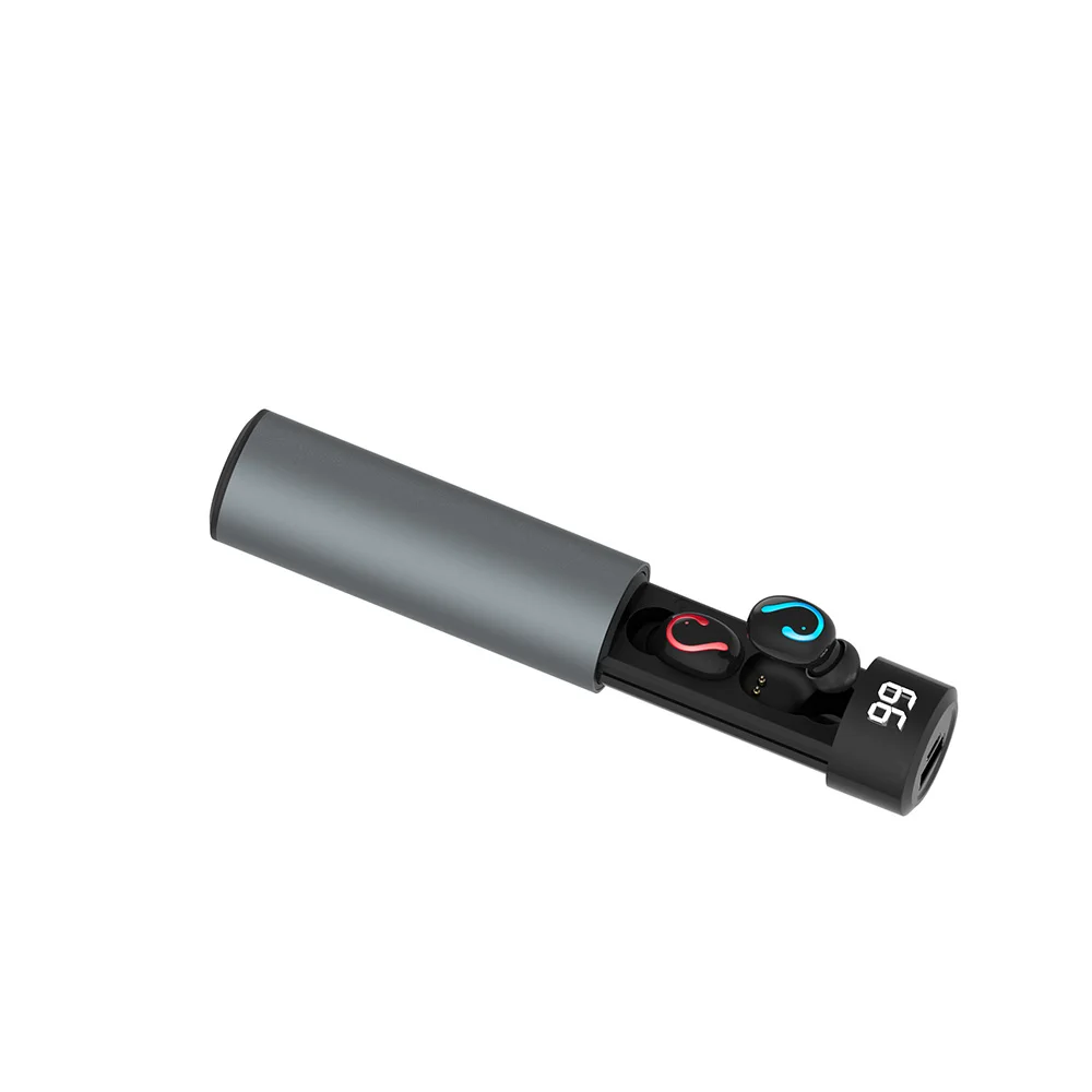 Серый Bluetooth наушники, гарнитура, TWS, беспроводные наушники, свободные руки, спортивные наушники, игровая гарнитура с внешним аккумулятором 1500 мАч - Цвет: Серый
