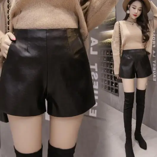 2019 Новое поступление женские широкие шорты из искусственной кожи весна лето