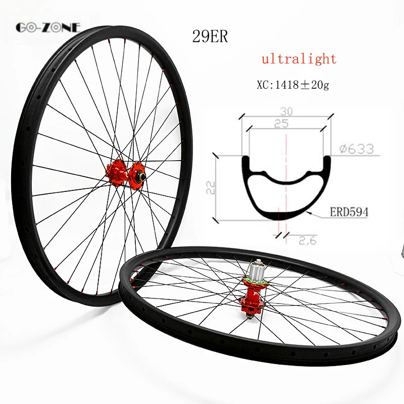 29er ultralight mtb bike asymmetric carbon wheels XC 30x22mm tubeless hope 4 boost 110x15 148x12 CN424 /thru axle disc wheelset