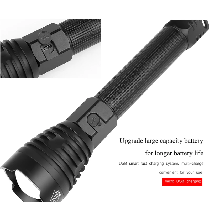 XHP90 мощные аккумуляторные светодиодный фонарик с индикатором батареи, портативный водонепроницаемый супер яркий тактический фонарь usb зарядка
