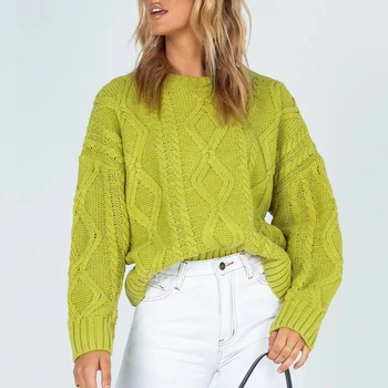 

Winter Sweater Women Knitted Jumpers For Women Sweater Solid Pullover Loose Long Sleeve Winter Sweater Women Pullover