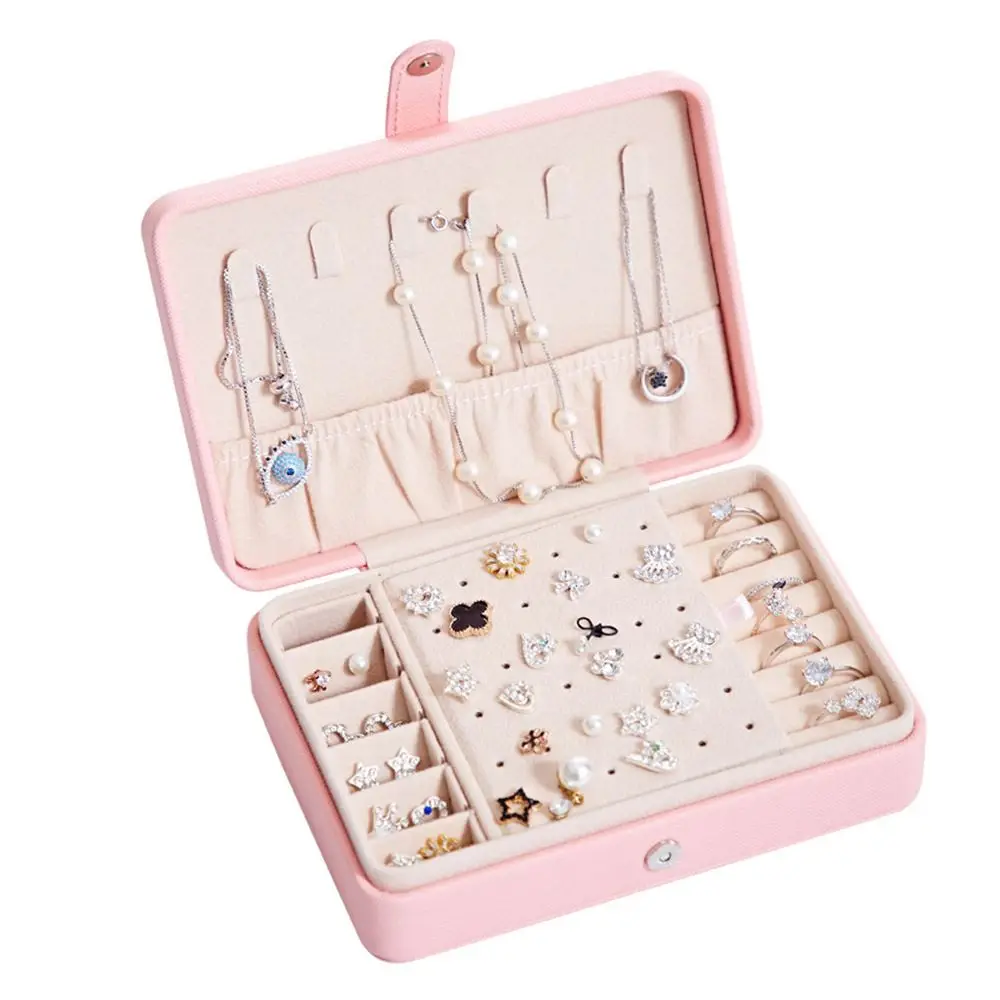 B Шкатулка для ювелирных изделий, портативная маленькая шкатулка для ювелирных изделий с зеркалом, органайзер для хранения, коробка с зеркалом внутри, бархатная кожаная коробка для женщин - Цвет: B