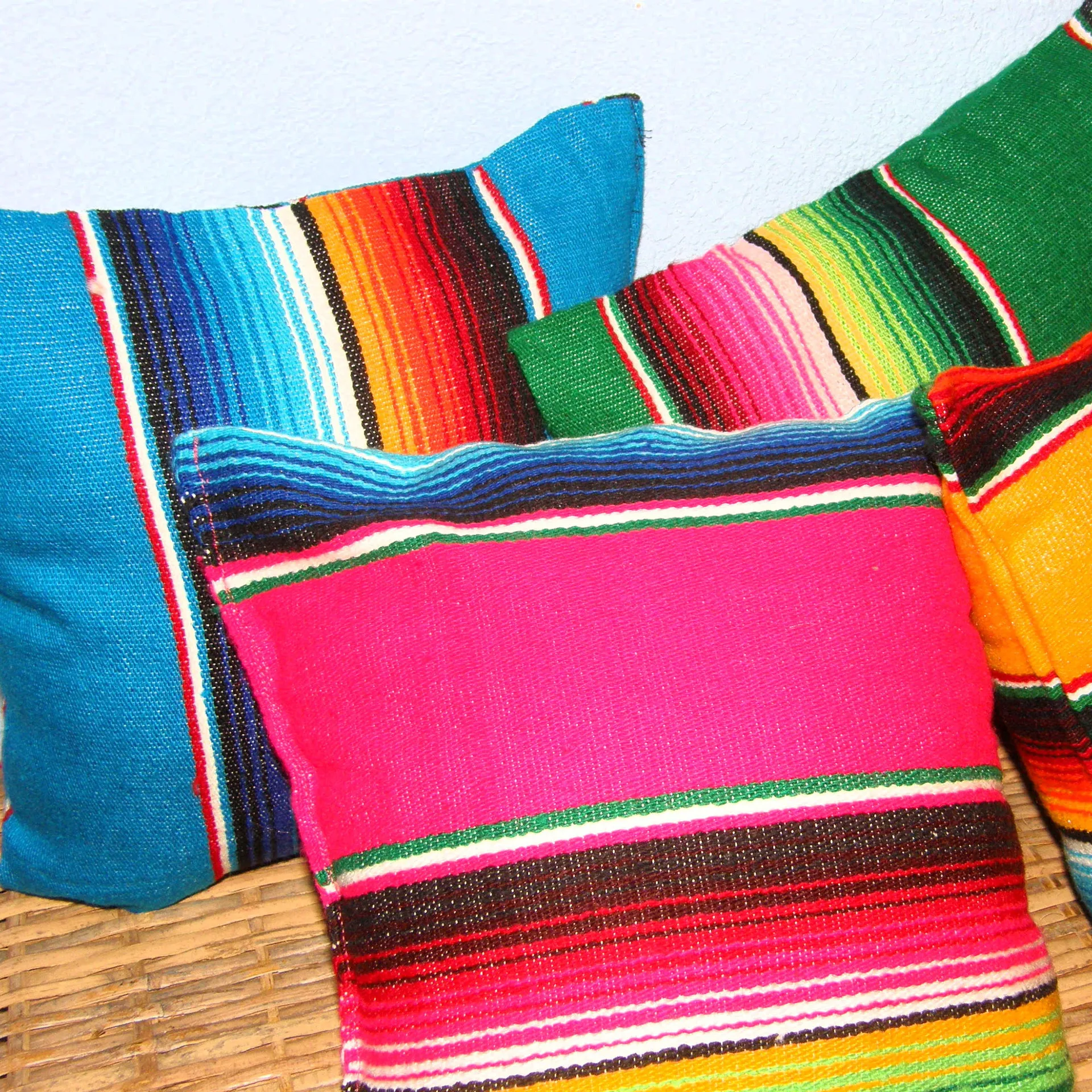

Ethnic Rainbow Striped Floor Cushion Bohemia Mexican Navajo Chair Pillows Decorative Outdoor Knitting Cushions Includ Core
