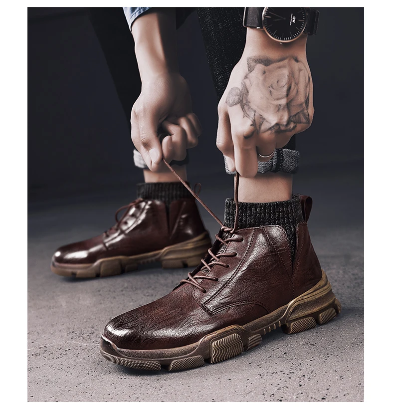 Мужские повседневные ботинки; уличные кроссовки; полуботинки martin; zapatillas hombre; Высококачественная кожаная мужская обувь; chaussure homme