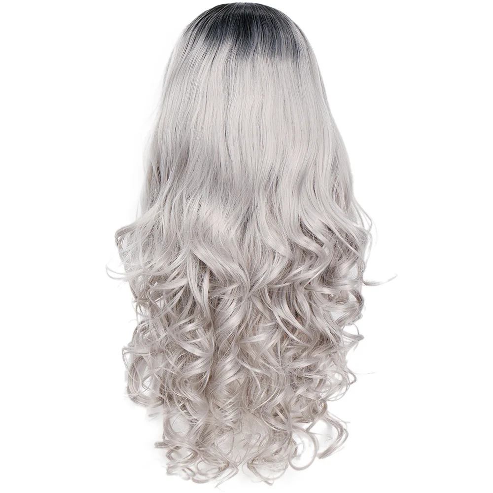 AISI волосы длинные волнистые синтетические кружевные передние парики Фиолетовый парик шнурка для черных/белых женщин может косплей волна блонд черные парики - Цвет: LS138