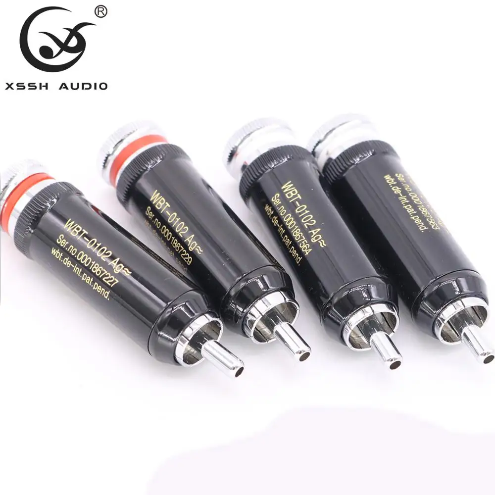 4 шт. Hi-end WBT-0102Ag посеребренные XSSH HIFI DIY латунь покрытие родий аудио, видео разъемы ТВ-тюнер RCA выход штекеры