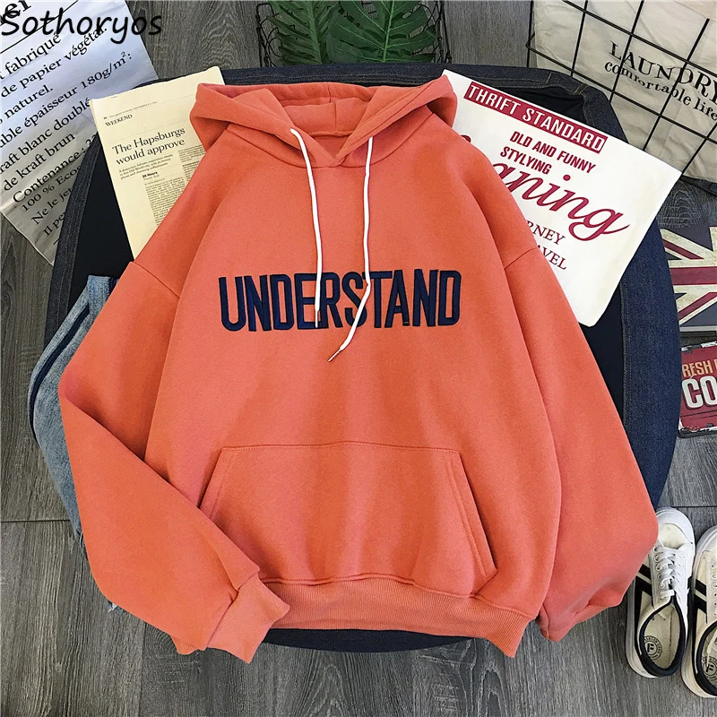 

Hoodies Women Fashion New Large Thickened Warm Loose Student Harajuku Ulzzang Soft Womens Clothing Chic Casual Simple All-match