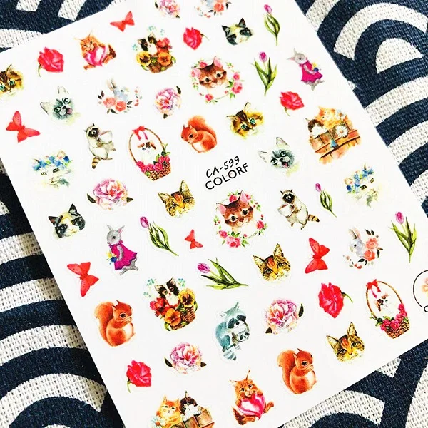 

CA-599 SPRING flower Elephant rabbits 3d nail art stickers decal template diy nail tool decorations