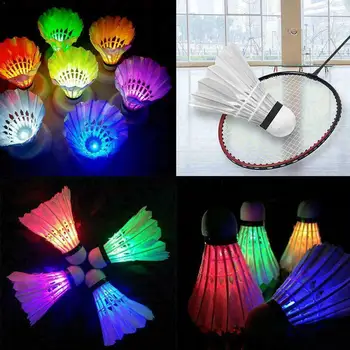 

4Pcs Lighting Badminton Shuttlecock Dark Night Colorful Lighting Light Shuttle Accessories Sport LED Badminton Cock Ball Sp C7R1
