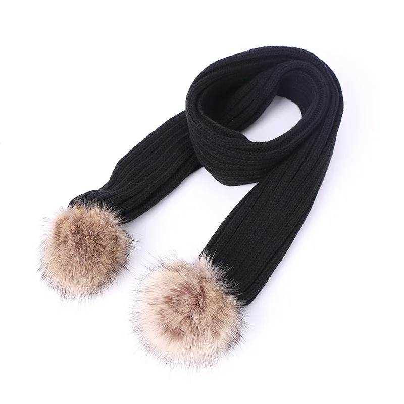 AA Winter Warm Scarf Hat Set Children Adult Beanies PomPon Knitted Skullies Hats Pure Colour Autumn Pure Colour Unisex Solid Color - Цвет: AA