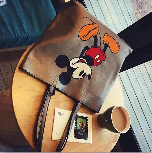 Disney Микки Маус мультфильм большой емкости сумка через плечо шоппер Леди Сумочка для женщин шоппинг Досуг модный ранец - Цвет: 1