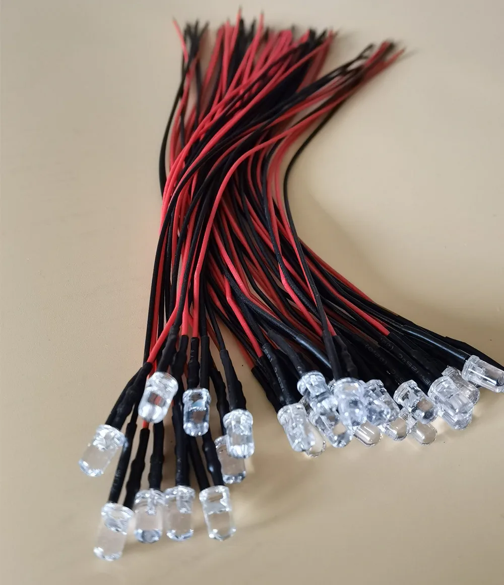 10 개/몫 DC 12V LED 다이오드 20cm 사전 유선 5mm LED 라이트 램프 전구 DIY 홈 인테리어에 대 한 미리 발광 다이오드 4 색