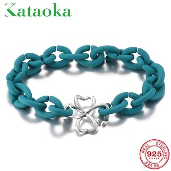 

Hight Quality Lucky Clover Beads Lake Blue Hard Unisex Rubber X Bracelets Couple Men X Style Bead Jewellery European Gift