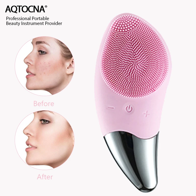 Facial-Cleansing-Brush Electric Skin-Massager Sonic Deep-Pore Mini Silicone AQTOCNA