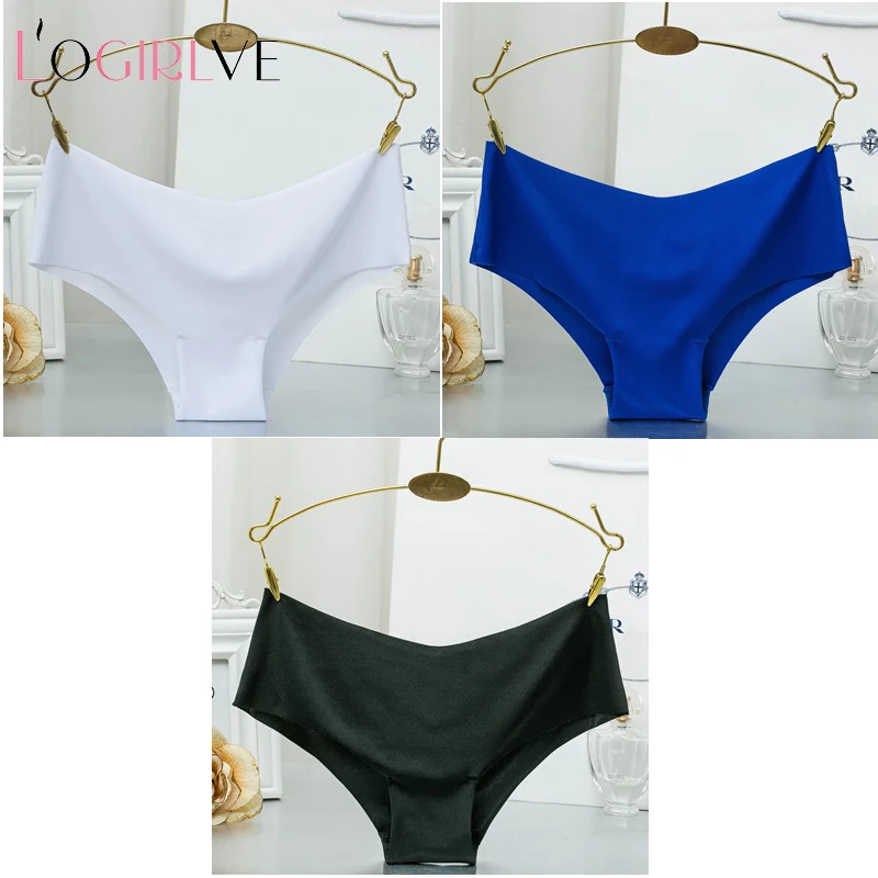 

Logirlve 3PCS High Quality Women Seamless Solid Color Panties Comfort Ultrathin Briefs Sexy Ladies Ruffle Low Rise Underwear