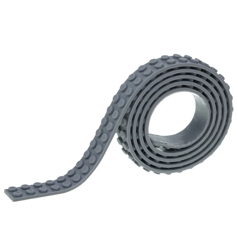 Grey 100 см 2X124 точек пластиковые петли блоки игрушка клейкая пластиковая лента дети взрослые DIY строительные блоки Базовая пластина клейкая лента - Цвет: Grey