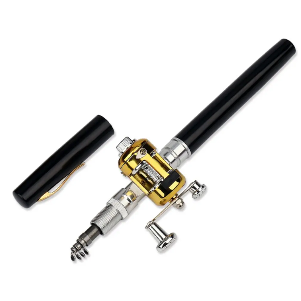 Черный Pen Type Fishing Rod Mini Pocket Ice Fishing Rod - Цвет: Черный