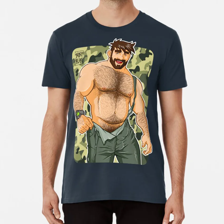 Адам любит комбинезон-Камуфляж Футболка bobobear bobobearart БОБО медведь bobo nisi гей медведь gayart гей арт медведь искусство - Цвет: Тёмно-синий