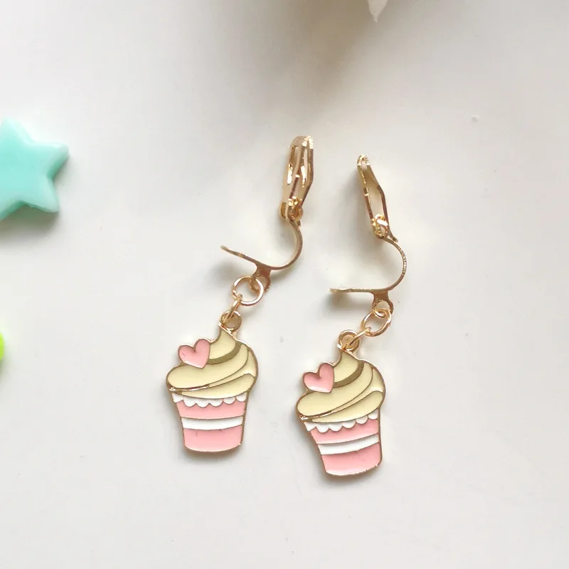 WENHQ Gold Color Colorful Cartoon Clip on Earrings Cute Girl Kids Cute Small Animal Plant Cuff Earring Silicone Cushion Ear Clip ear clip earrings clip earrings ear clip