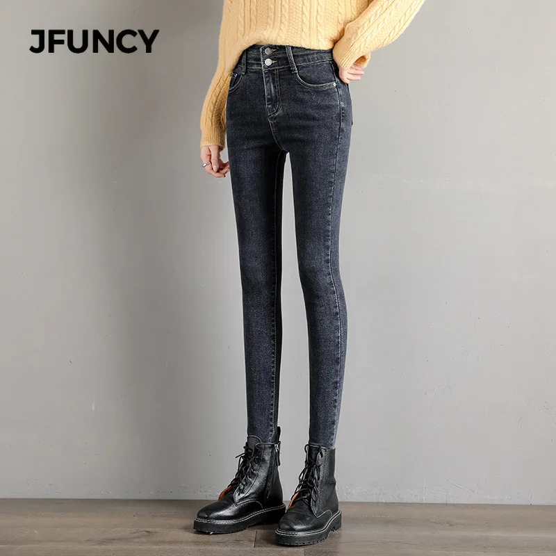 JFUNCY, новинка, женские джинсы, весна, высокая талия, женские джинсовые брюки-карандаш, женские обтягивающие джинсовые штаны, для шоу, для женщин, тонкие ноги, повседневные, винтажные