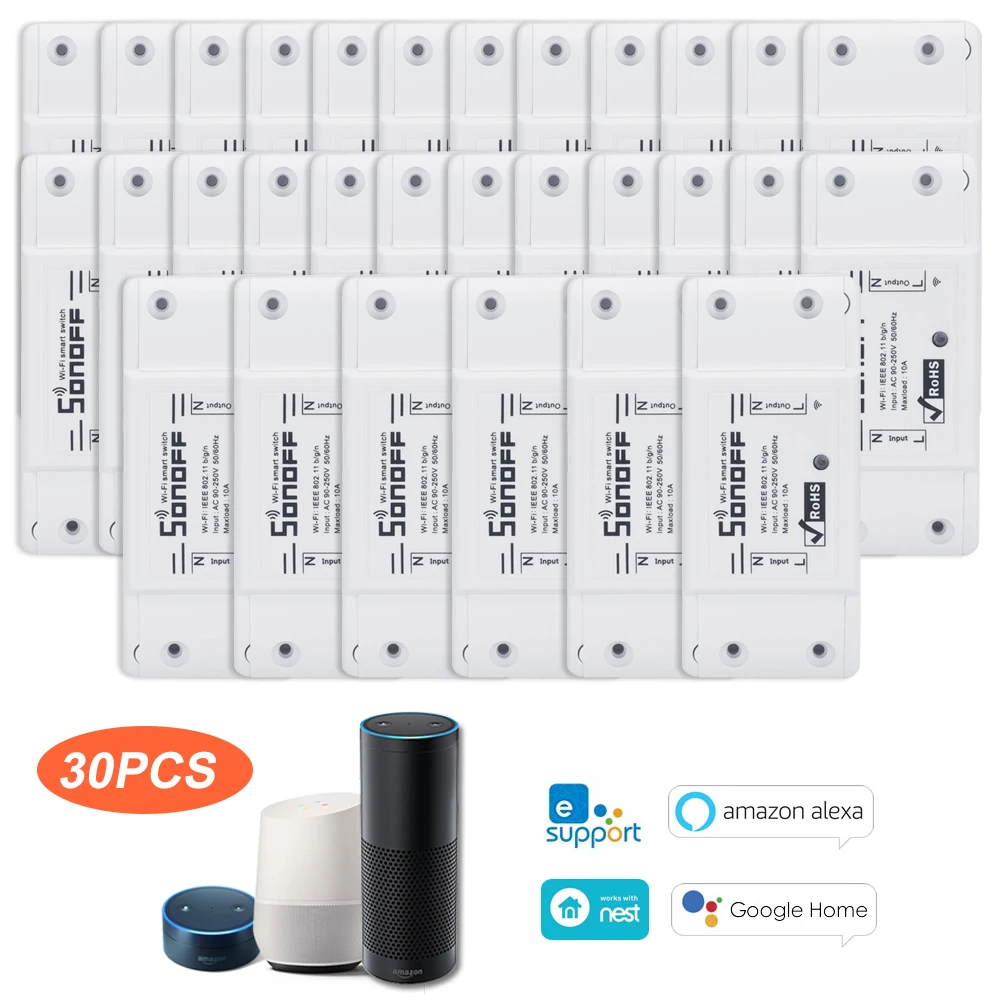 

30/25/20/15/10/8pcs SONOFF Basic 10A Smart Switch voice control for google home/nest alexa amazon Smart Home Automation Modules