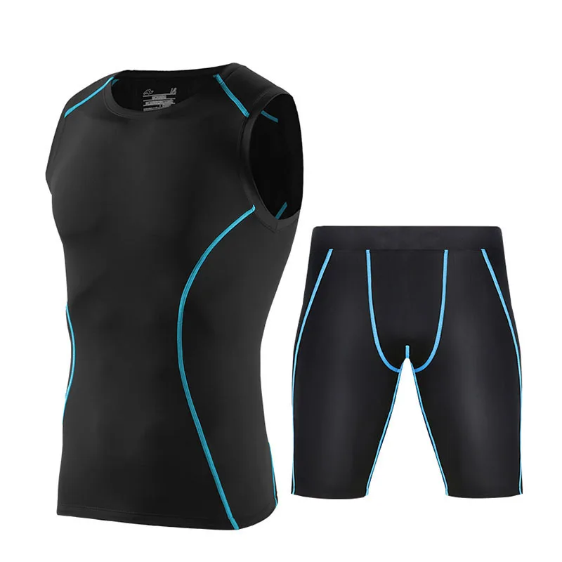 

New 2019 Summer Sports Tight Suits Bike Clothes Wear Cycling Jerseys Clothing for Mans Sleeveless Gym Vest Shorts