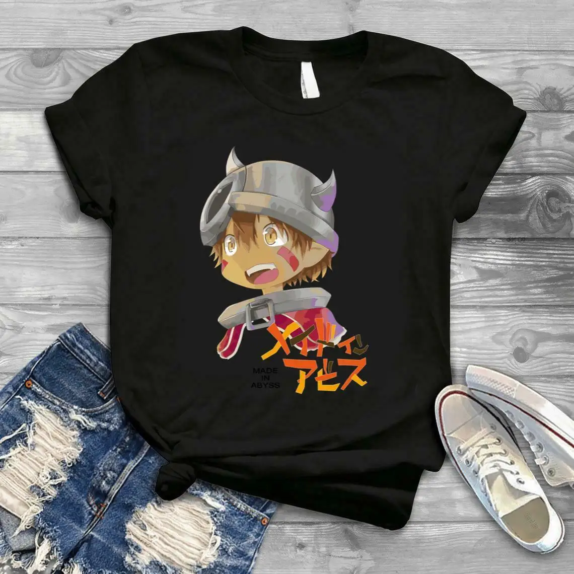 Made In Abyss Anime T-Shirt Classic Cotton Black | Мужская одежда
