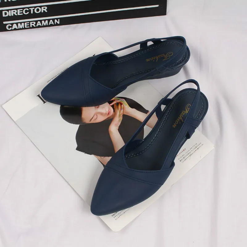 Summer Fashion Casual Women's Shoes, Pointed Toe Cool Versatile Comfortable Wear-resistant Flat-bottomed Solid Women's Sandals