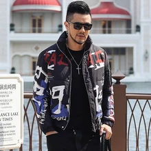 Зимняя Новинка, модный принт, трендовый мужской пуховик, теплый мужской пуховик с цветочным принтом, пальто с воротником, wf6610