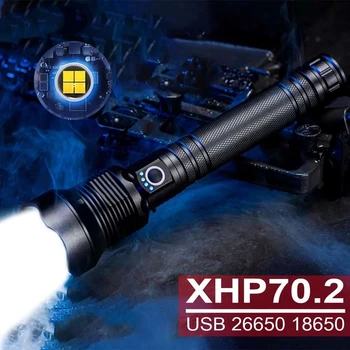 

XHP70.2 powerful tactical flashlight with 18650 battery rechargeable led torch waterproof zoom hand lamp camping hunting lantern