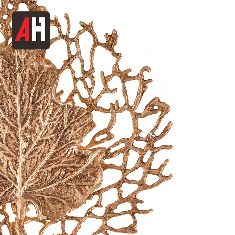 Блестящий Золотой коричневый светильник в форме листа Крытый латунный настенный светильник