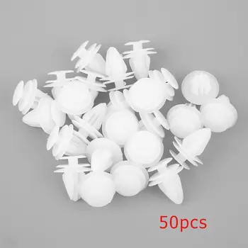 

HOT50 Pcs 8mm Universal Automobile Bumpers Hole Plastic Push Screw Rivet Door Buckle Panel Fixings Clips White For Car Auto