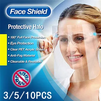 

3/5/10pcs Safe Protective Face Shield Kitchen Oil-Splash Proof Full Face Eye Shield Screen Transparent Onion Glasses Face Shield