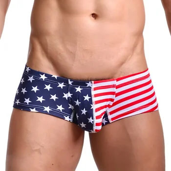 

Sexy Men's Panties Size S M L XL Flag Striped Stars Print Men Boxers Underwear Printed Male Short Bikini