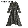 FINEWORDS Korean Black Floral Printed Long Dress Autumn Party Chiffon Dress Harajuku Vintage Elegant Maxi Dress Loose Robe Femme ► Photo 1/5