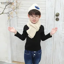 Новая детская шапка, шарф, г. Осенне-зимний вязаный костюм, шапка со смайликом, шарф плотный теплый однотонный зимний шарф