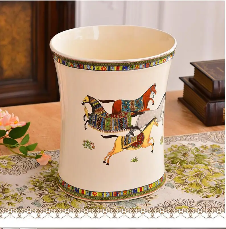 

Ceramic Household products garbage can bathroom Accessory Art carved fruit can